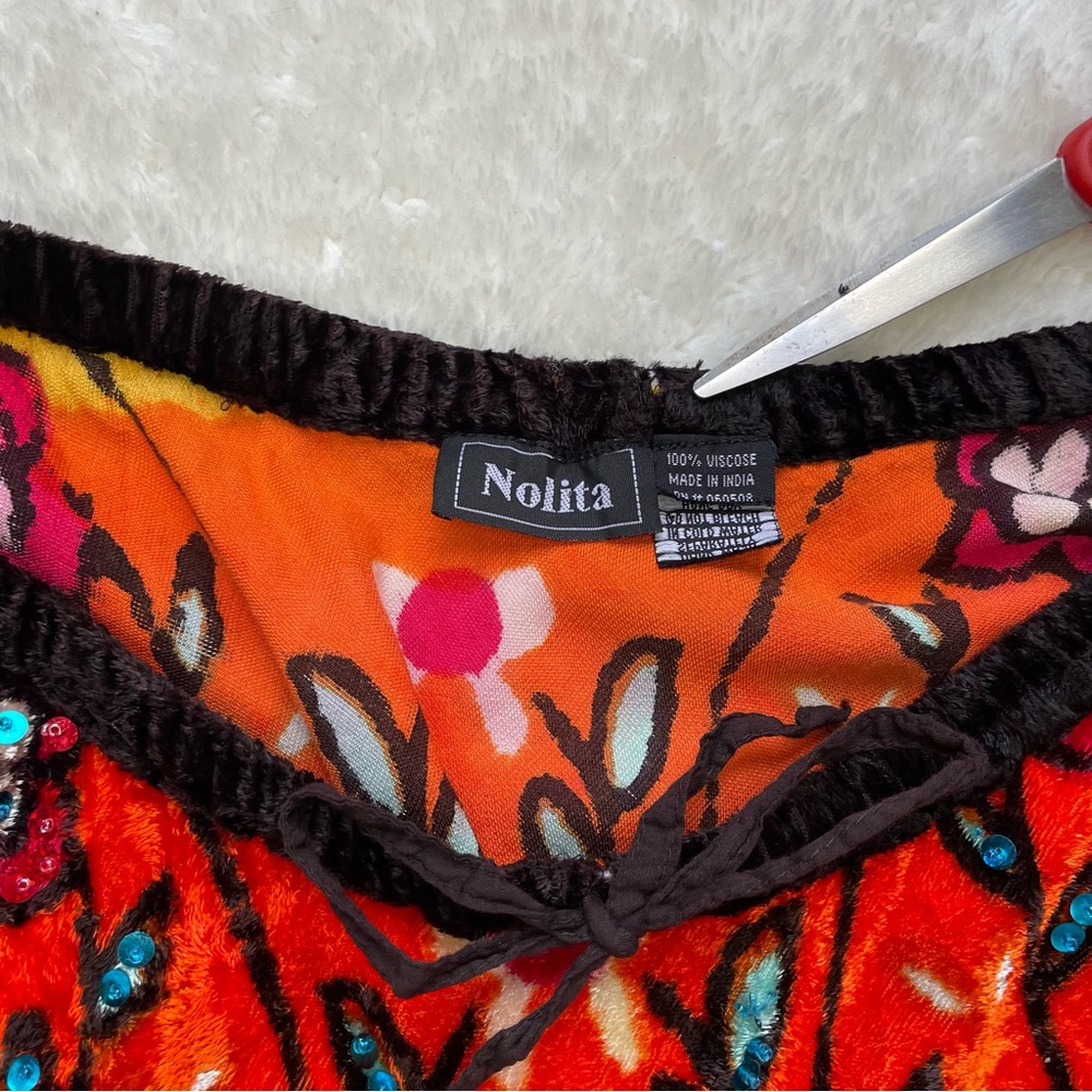 Nolita vintage velvet sequin multicolor 70’s style flowy unique midi skirt - Picture 8 of 8